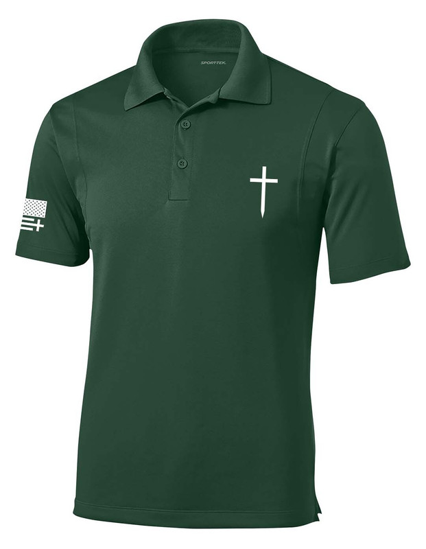 Trenz Shirt Company Mens Christian Polo Embroidered Cross Golf